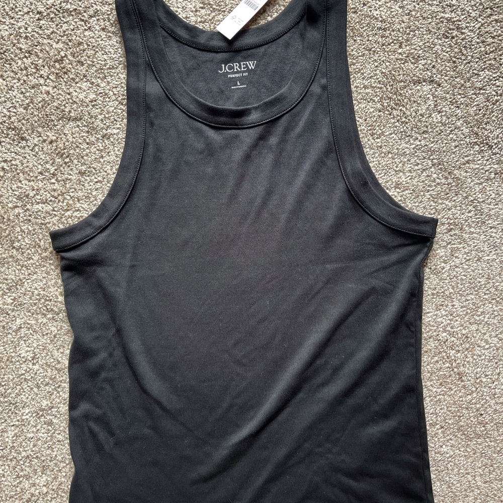 NWOT J. Crew black high neck tank top L